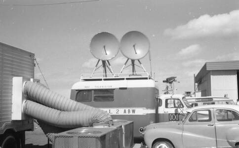 CVN 27 ABC OB Van At The OTC(A) Earth Station, Dishes On The Van For Microwave Link Between Carnarvon And Earth Station, First OS TV