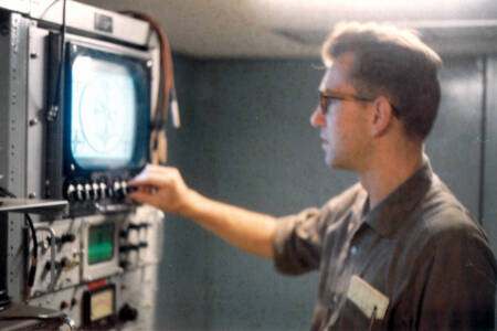 CVN 32 Engineer Guntis Berzins Viewing Transmission From Hawaii USA 5 Dec 1966, Unplanned Signal Reception
