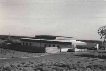 CVN 46 Main Building Carnarvon Earth Station, On The Right, Antenna And The Trailer With The Station Electronic Equipment