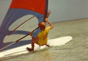 Jim Hulme Wind Surfing and Almost Falling Off