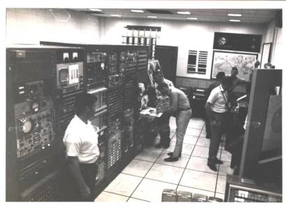 Neil Armstrong in Comm Center at Guam NASA Station